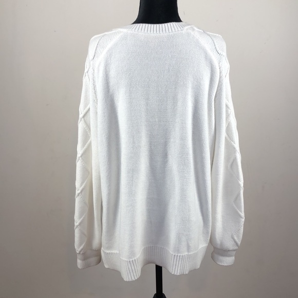 Michael Kors white cable knit, long sleeve, crew neck sweater. Women’s size XL - Picture 3 of 5